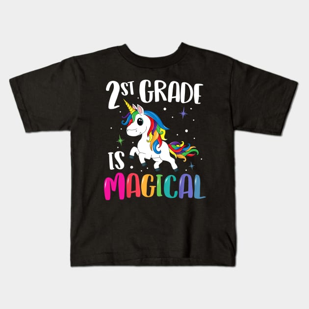 2nd Grade Is Magical Unicorn Back to School Teacher Second Kids T-Shirt by FONSbually